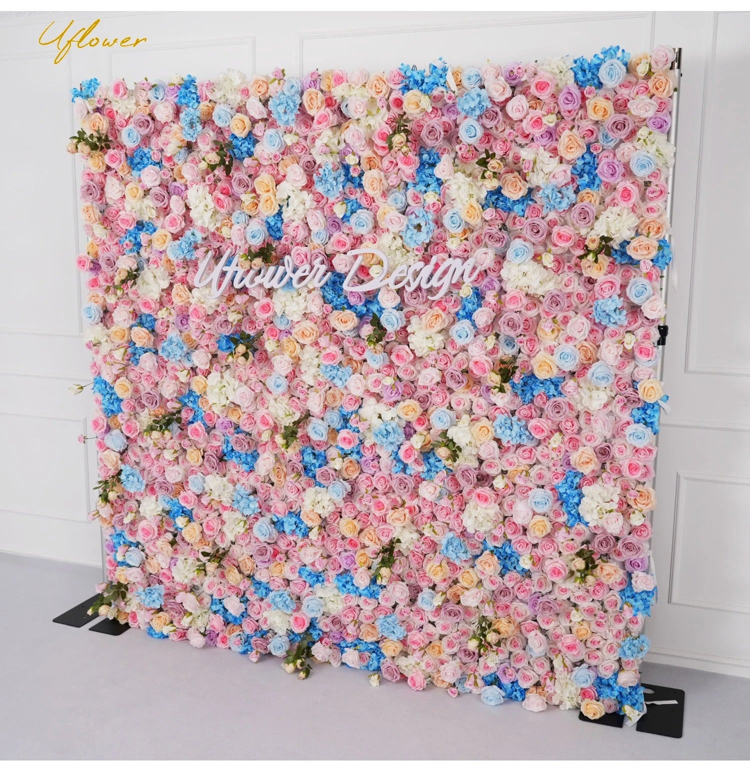 Pink Blue 5D Rose Artificial Flower Wall Wedding Decor